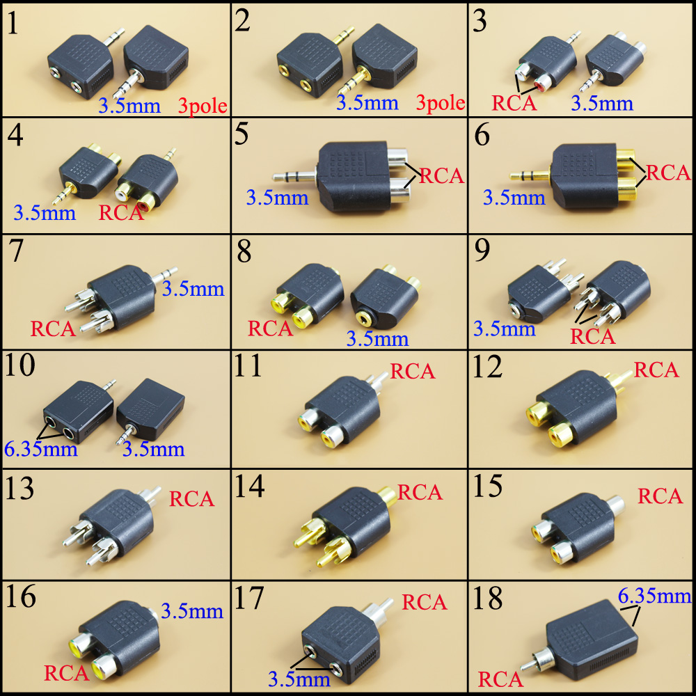 Earphone Splitter Jack - Аудиоадаптер-разветвитель 3,5 мм/6,35 мм (гнездо) на